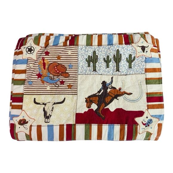 Home Studio Quilted Placemats Western Theme Cowboy Set of 8 Cactus Rodeo - Picture 2 of 8